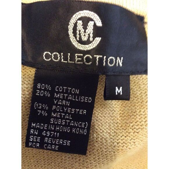 Cm Collection Women Off Shoulder Sweater Size M Gold Metallised Cotton And Polye - Picture 3 of 3